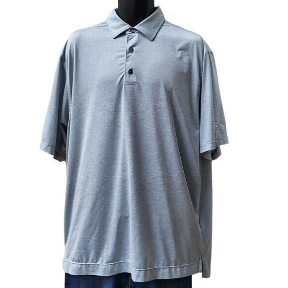 FootJoy Golf Polo Men Sz L Striped Blue Embroidered DCC‎ Athleisure - Picture 1 of 8